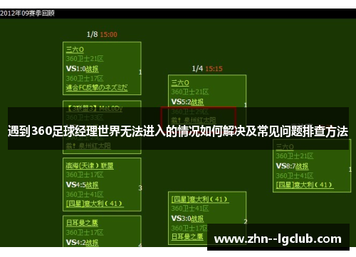 遇到360足球经理世界无法进入的情况如何解决及常见问题排查方法